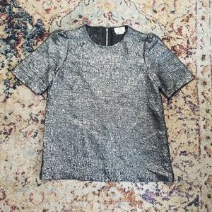 Kate Spade All The Glitters Kaley Top Short Sleeve Silver Size 2